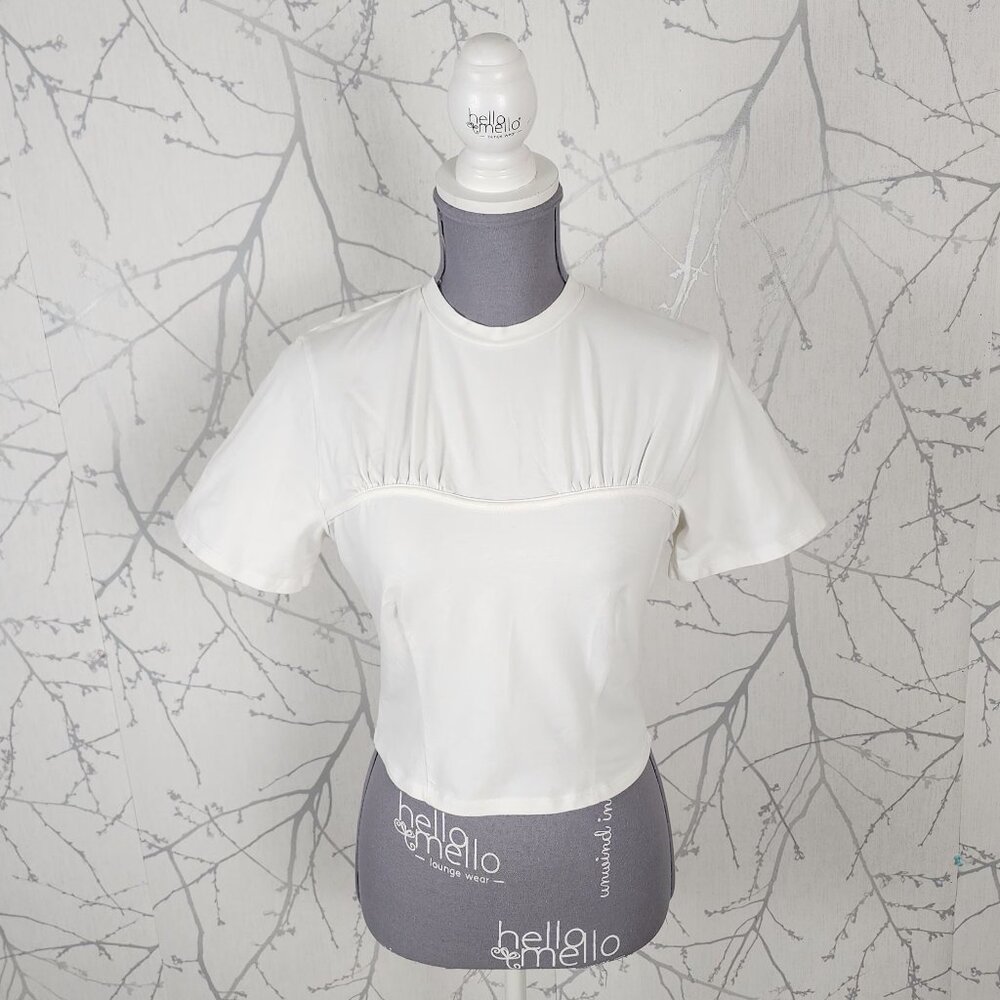 JJXX While Cotton Stretch Cropped Corset Tee